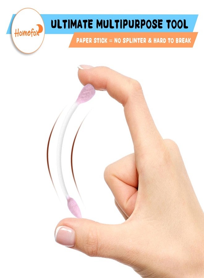 HOMEFOX Pink Cotton Swabs Flattened Pointed - 500 Count Organic XL Cotton Bud Double Side Tight Firm Wounded Precision Extra Large Cotton Tips Applicator Blender Paper Stick, Flatten & Pointy (Pink) - Image 5